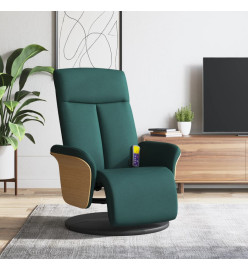 Fauteuil inclinable de massage et repose-pieds vert foncé tissu