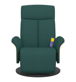 Fauteuil inclinable de massage et repose-pieds vert foncé tissu