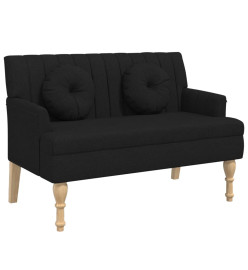 Banc avec coussins noir 113x64,5x75,5 cm tissu