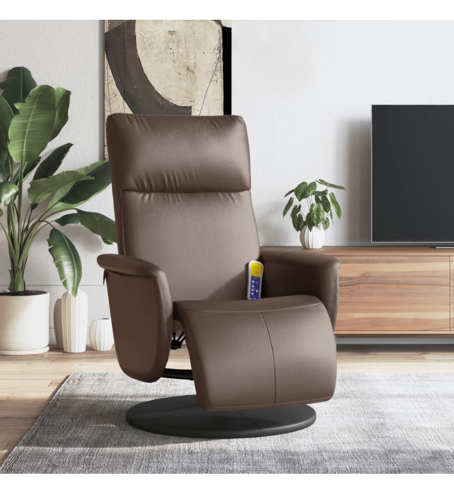 Fauteuil inclinable de massage repose-pieds marron similicuir