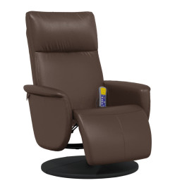 Fauteuil inclinable de massage repose-pieds marron similicuir