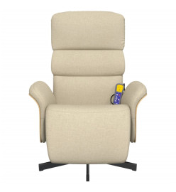 Fauteuil inclinable de massage avec repose-pieds crème tissu