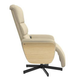 Fauteuil inclinable de massage avec repose-pieds crème tissu