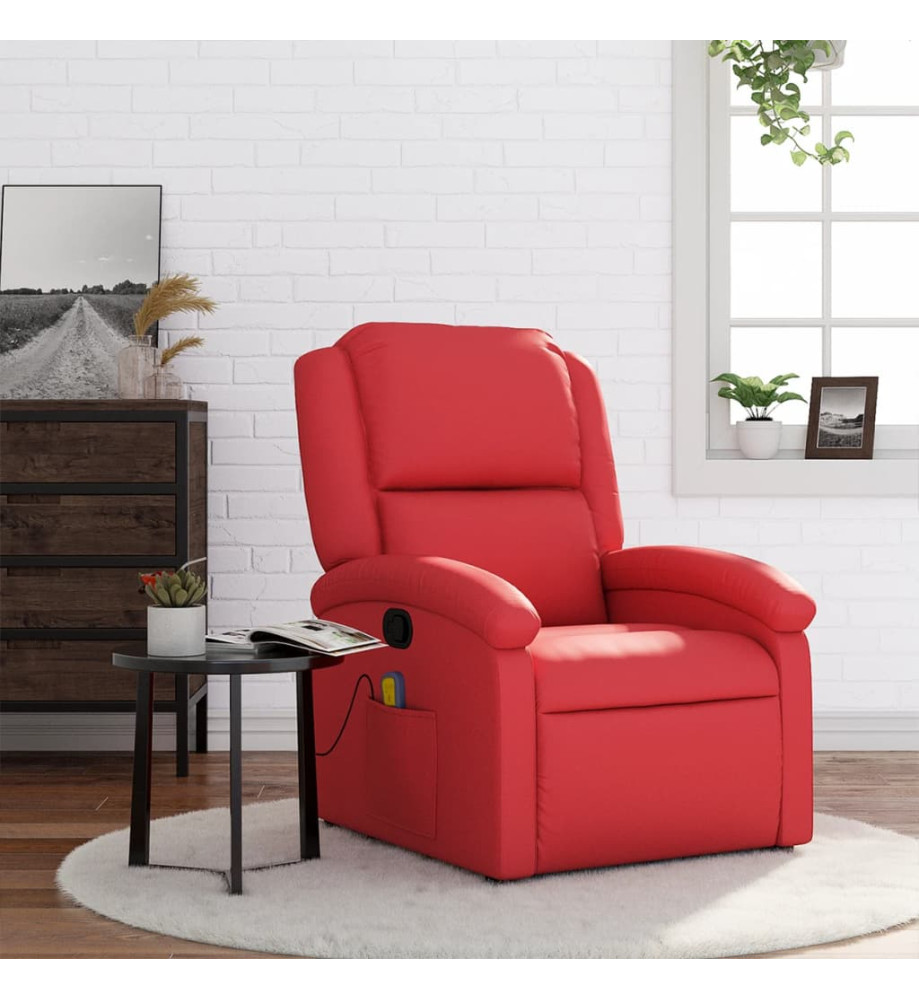 Fauteuil de massage inclinable rouge similicuir