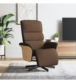 Fauteuil inclinable avec repose-pieds marron tissu