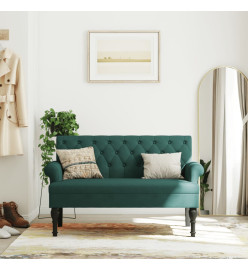 Banc avec dossier vert foncé 120x62x75,5 cm tissu