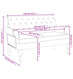 Banc avec dossier vert foncé 120x62x75,5 cm tissu