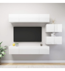 Ensemble de meuble TV 6 pcs Blanc brillant Aggloméré