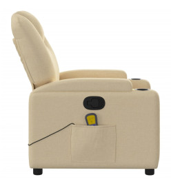 Fauteuil de massage inclinable Crème Tissu