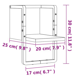 Étagère murale avec barre sonoma gris 20x25x30 cm