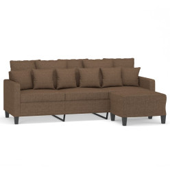 Canapé à 3 places avec repose-pieds Marron 180 cm Tissu