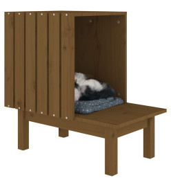 Maison pour chat Marron miel 60x36x60 cm Bois de pin massif