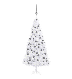 Arbre de Noël artificiel pré-éclairé et boules 300 cm blanc