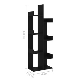 Bibliothèque Noir 48x25,5x140 cm Aggloméré