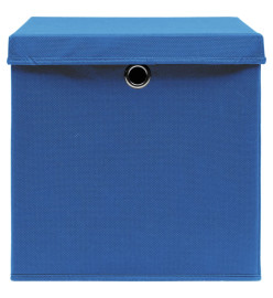 Boîtes de rangement avec couvercle 10 pcs Bleu 32x32x32cm Tissu