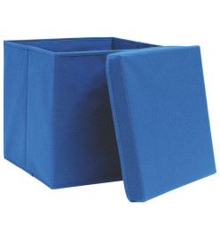 Boîtes de rangement avec couvercle 10 pcs Bleu 32x32x32cm Tissu