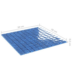 Carreaux mosaïque 22 pcs Bleu 30x30 cm Verre