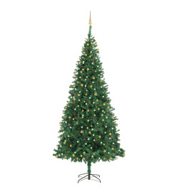 Arbre de Noël artificiel pré-éclairé et boules 300 cm vert