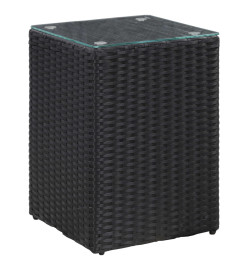 Table d'appoint à dessus en verre Noir 35x35x52 cm Poly rotin