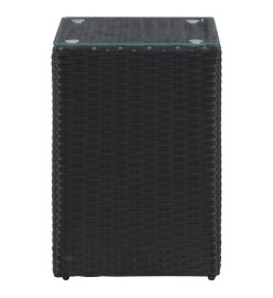 Table d'appoint à dessus en verre Noir 35x35x52 cm Poly rotin