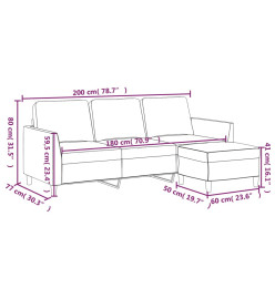 Canapé à 3 places avec repose-pieds Cappuccino 180cm Similicuir