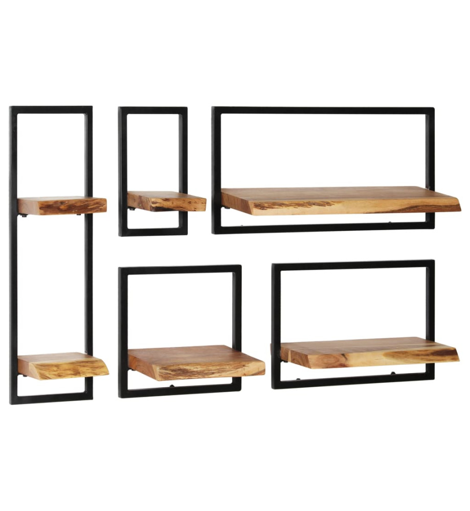 Set d'étagères murales 5 pcs Bois d'acacia massif et acier