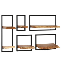 Set d'étagères murales 5 pcs Bois d'acacia massif et acier