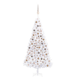 Arbre de Noël artificiel pré-éclairé et boules 300 cm blanc