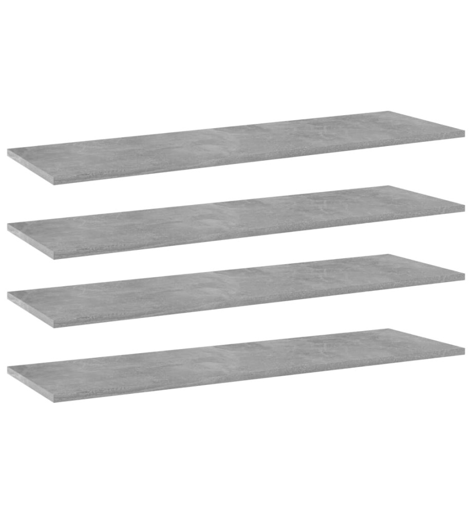 Panneaux de bibliothèque 4pcs Gris béton 100x30x1,5cm Aggloméré