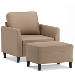 Fauteuil avec repose-pied Cappuccino 60 cm Similicuir