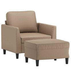 Fauteuil avec repose-pied Cappuccino 60 cm Similicuir