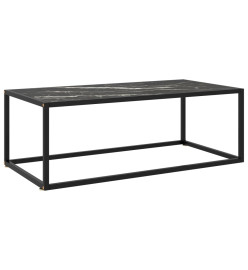 Table basse Noir avec verre marbre noir 100x50x35 cm
