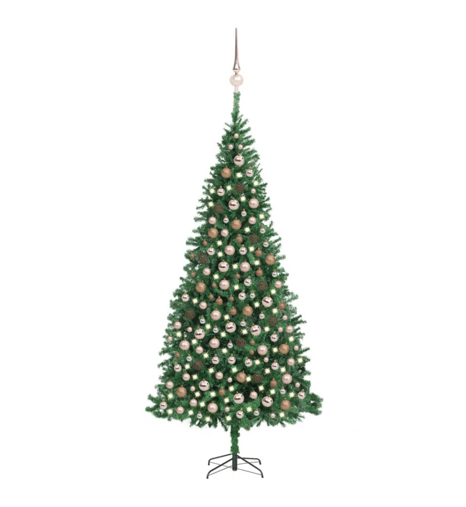 Arbre de Noël artificiel pré-éclairé et boules 300 cm vert