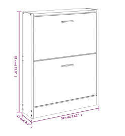 Armoire à chaussure Blanc brillant 59x17x81 cm Bois ingénierie