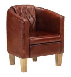 Fauteuil cabriolet marron cuir véritable