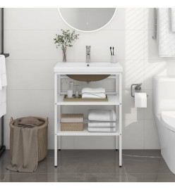 Cadre de lavabo de salle de bain vasque à encastrer Blanc Fer