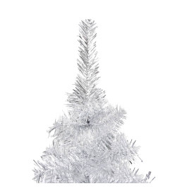 Sapin de Noël artificiel pré-éclairé/support argenté 210 cm PET