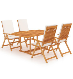 Salon de jardin 5 pcs avec coussins Bois de teck massif