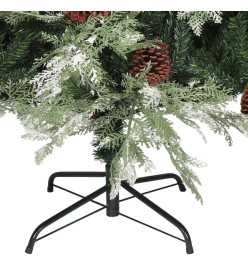 Sapin de Noël pré-éclairé pommes de pin vert blanc 195cm PVC PE