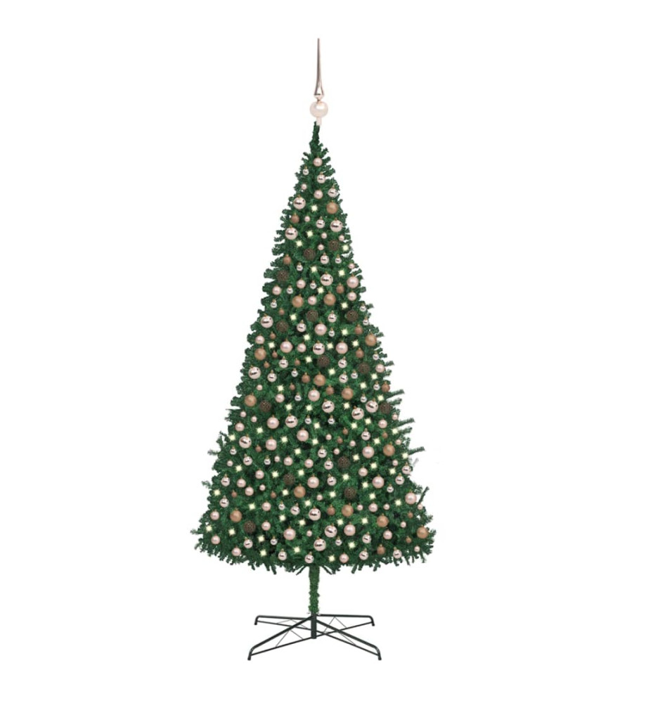 Arbre de Noël artificiel pré-éclairé et boules 400 cm vert