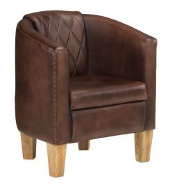 Fauteuil cabriolet marron clair cuir véritable