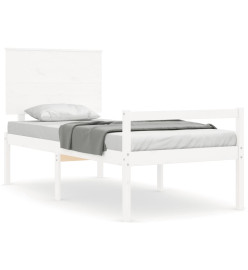 Cadre de lit avec tête de lit blanc 90x200 cm bois massif