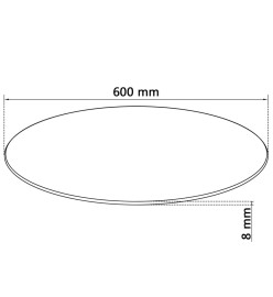 Dessus de table ronde en verre trempé 600 mm