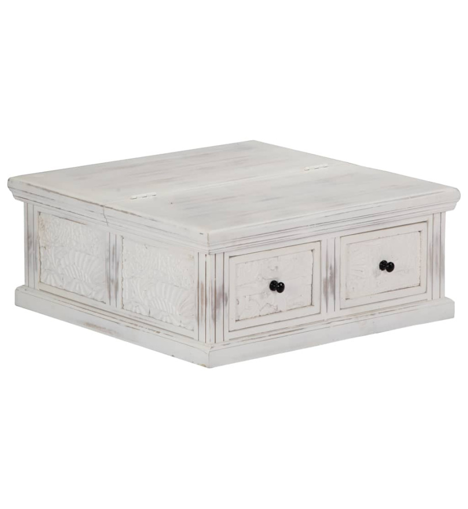 Table basse Blanc 70x70x30 cm Bois de manguier massif Table basse Blanc 70x70x30 cm Bois de manguier massif