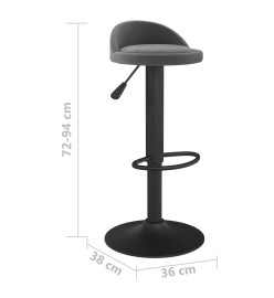 Tabouret de bar Gris foncé Velours