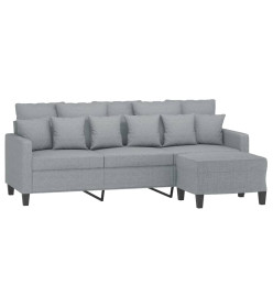 Canapé à 3 places avec repose-pieds Gris clair 180 cm Tissu