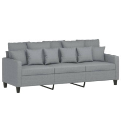 Canapé à 3 places avec repose-pieds Gris clair 180 cm Tissu