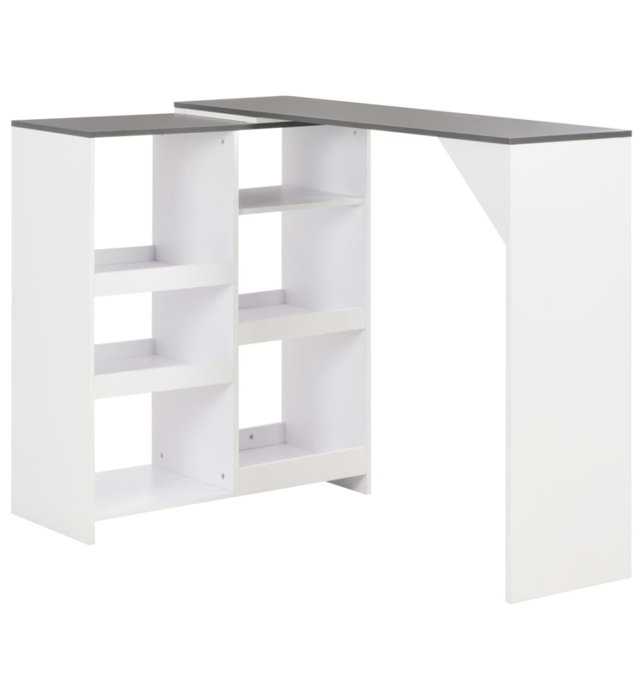 Table de bar avec tablette amovible Blanc 138x39x110 cm Table de bar avec tablette amovible Blanc 138x39x110 cm