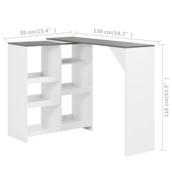 Table de bar avec tablette amovible Blanc 138x39x110 cm