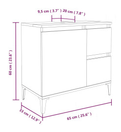 Armoire de salle de bain blanc 65x33x60 cm bois d'ingénierie